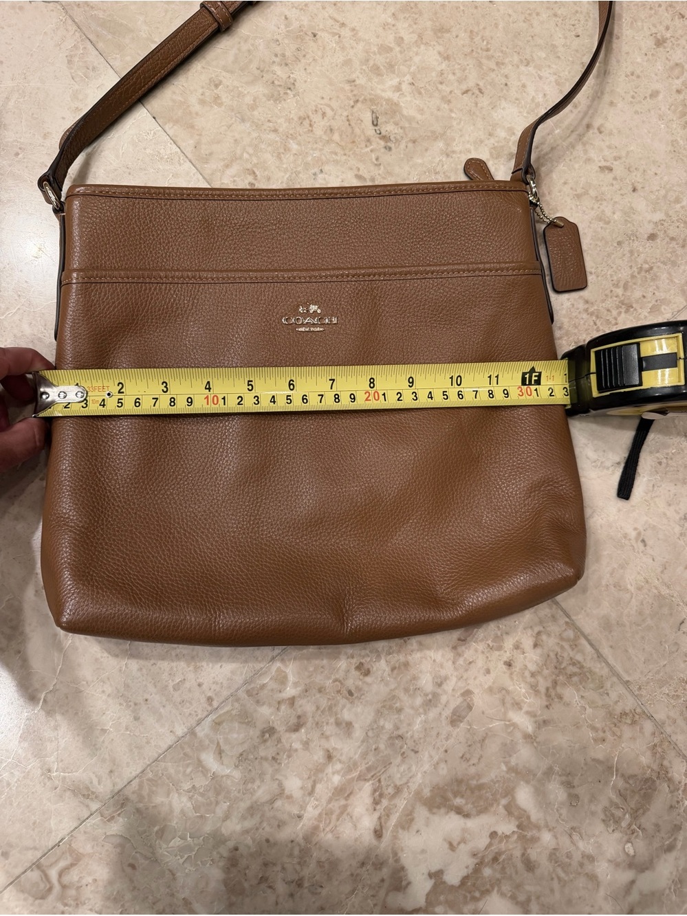 Coach Tan Pebble Leather Crossbody Bag - Picture 12 of 13